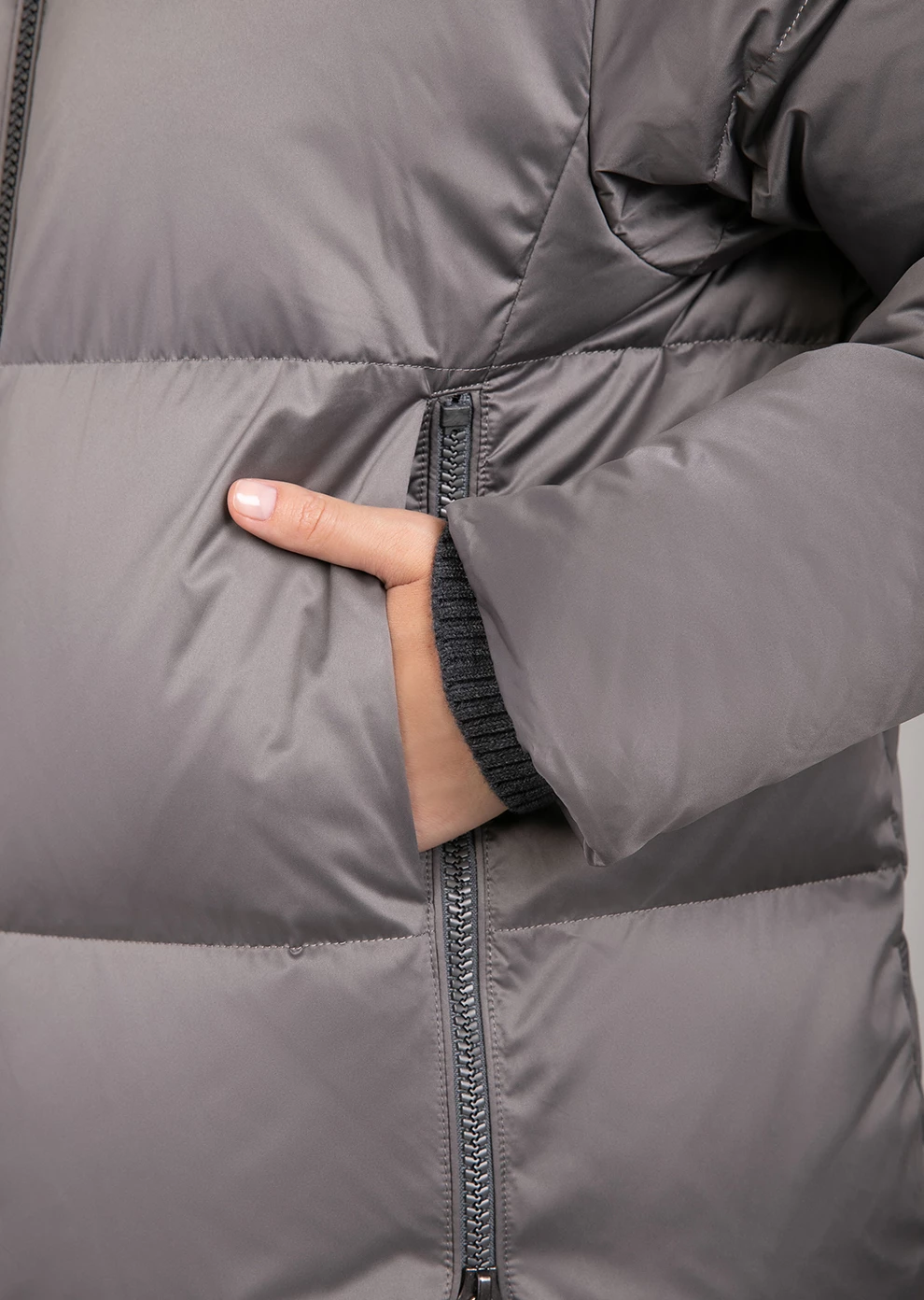 Длинный пуховик с капюшоном (1116OW-0012-OM026)