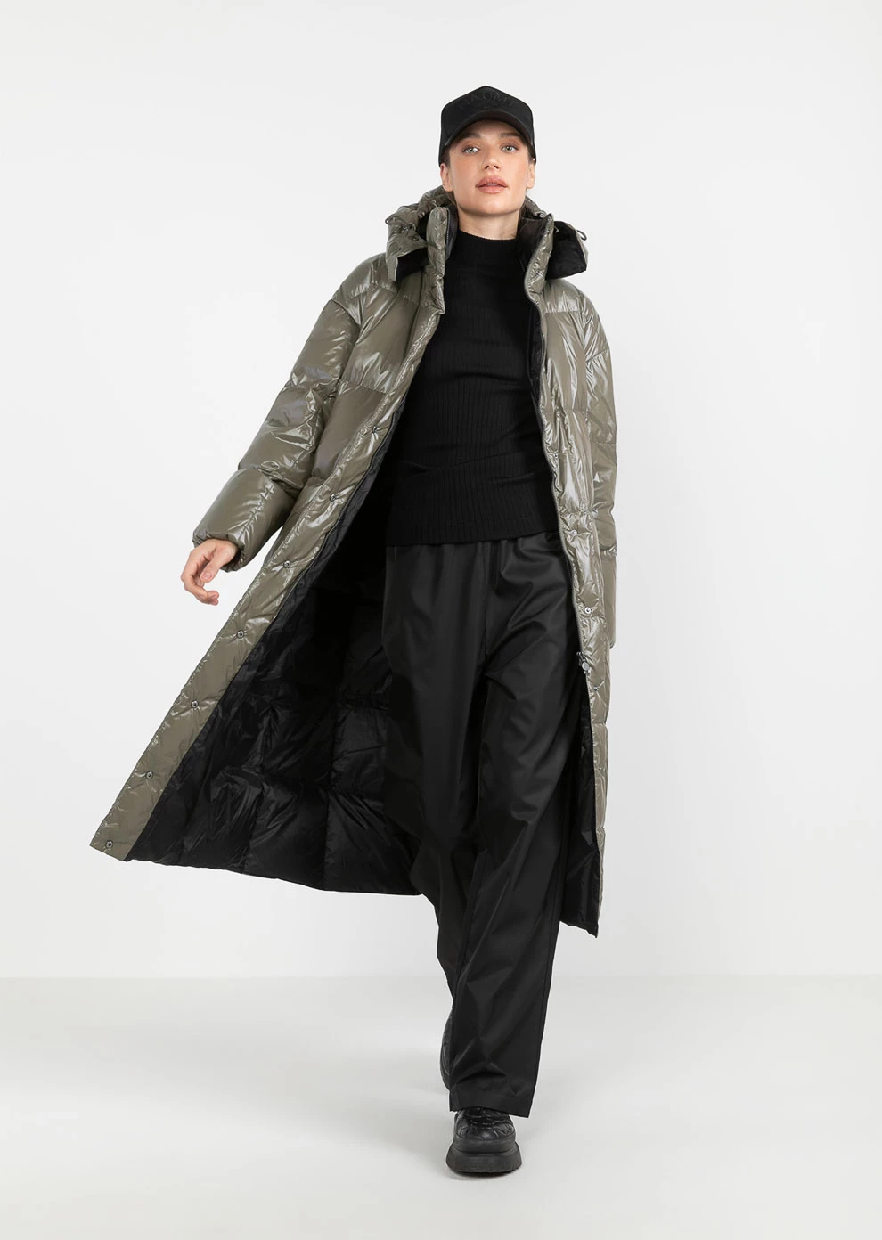 Длинный пуховик с капюшоном (1190QW-0039-QV014)