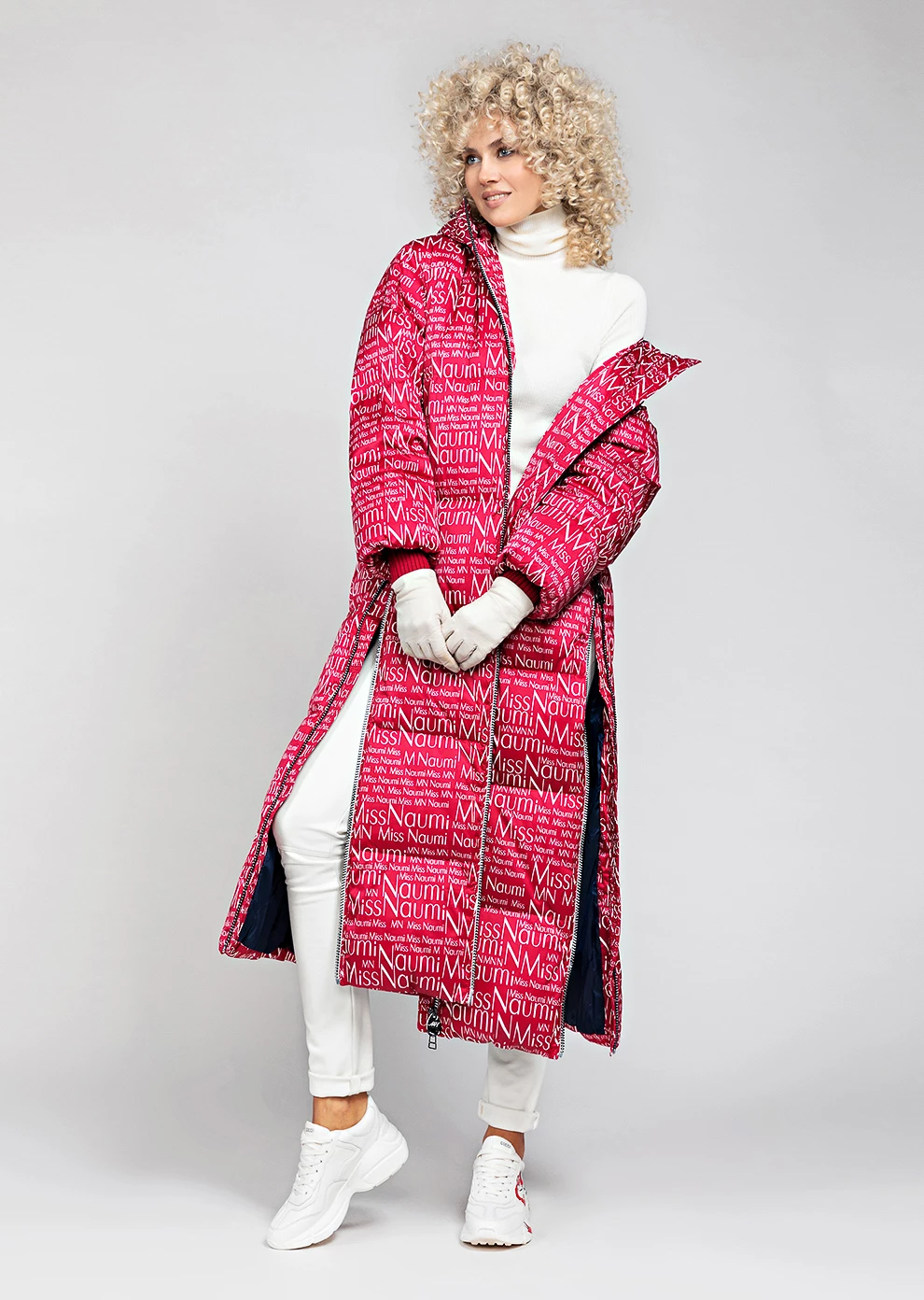 Длинное пуховое пальто с боковыми молниями (19W116-0011-IM113)