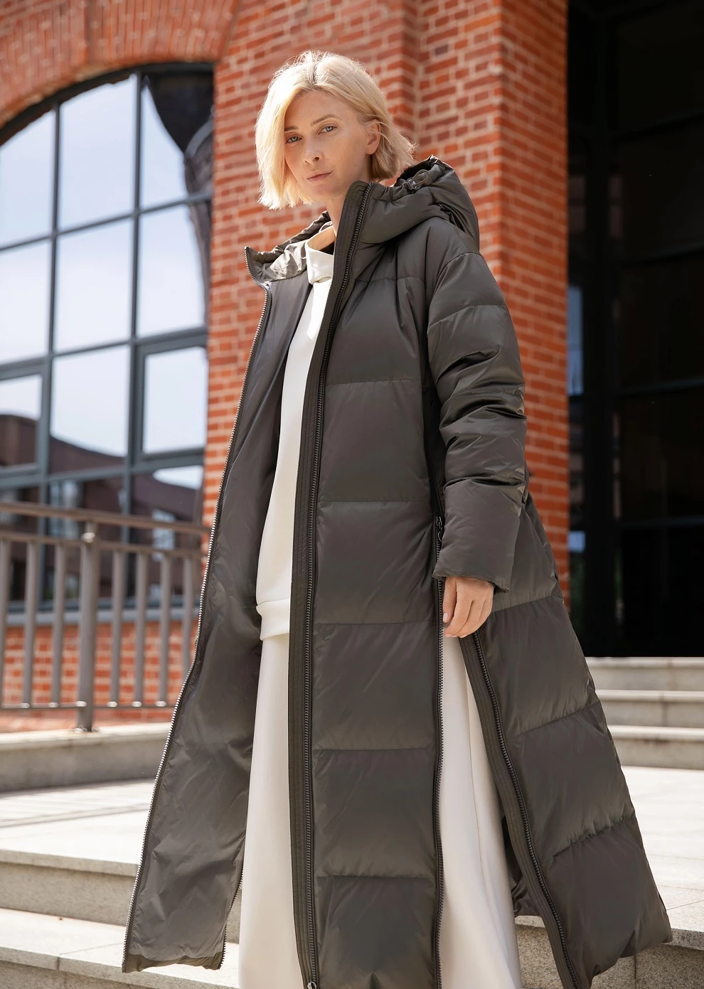 Длинный пуховик с капюшоном (1116OW-0012-OM014)