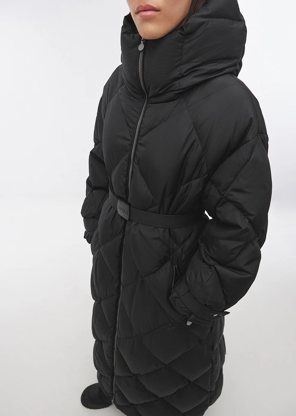 Длинное пуховое пальто с поясом (1212SW-1029-A101)