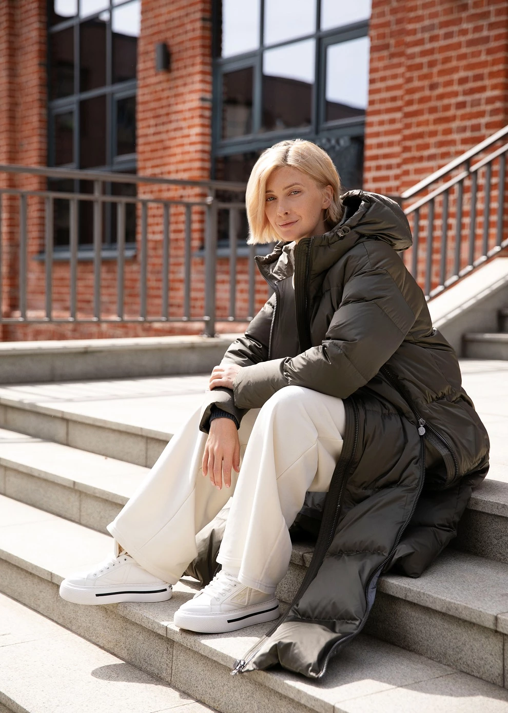 Длинный пуховик с капюшоном (1116OW-0012-OM014)