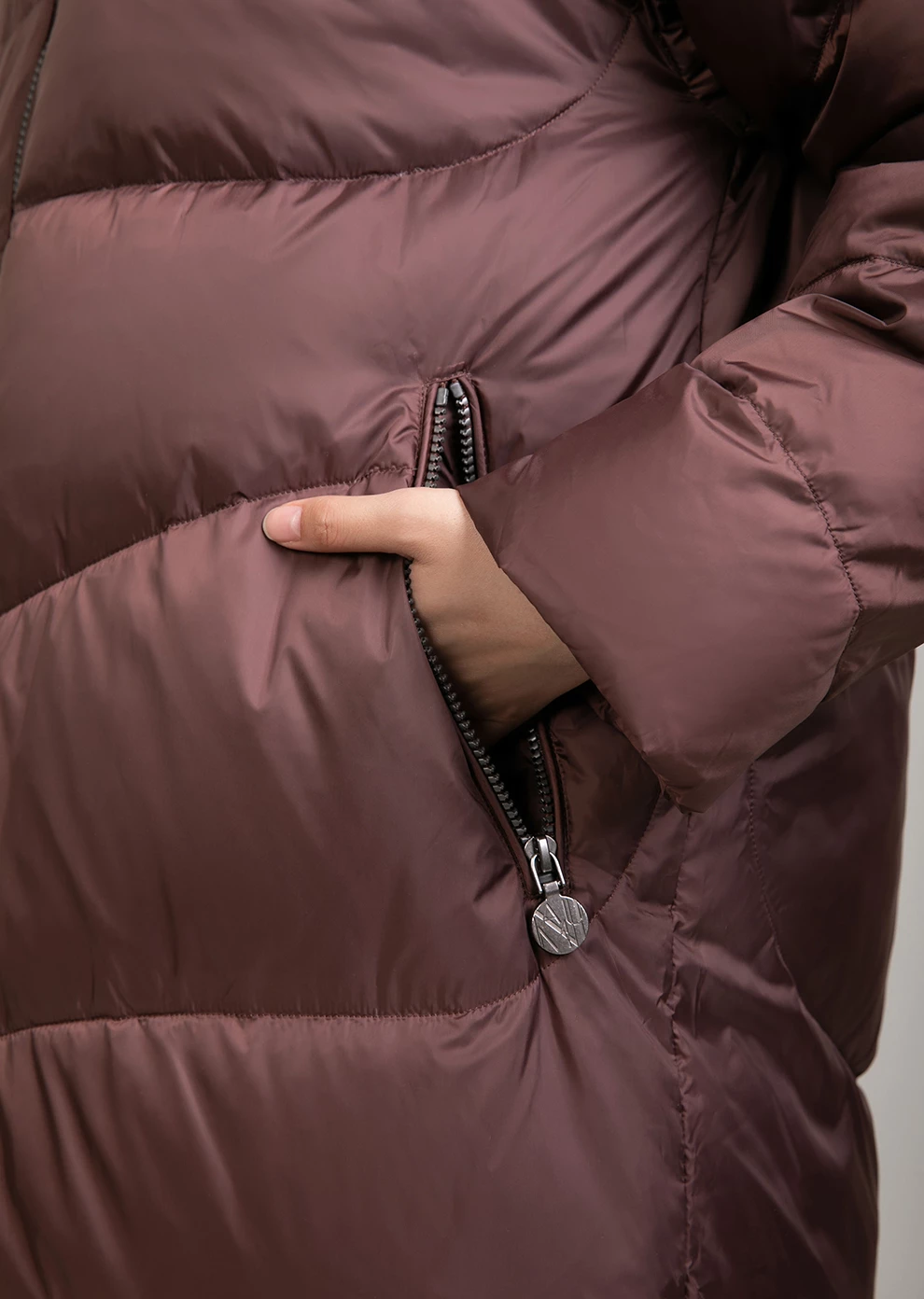 Длинный пуховик с капюшоном (1133OW-0012-OK097)