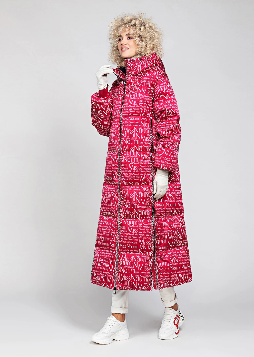 Длинное пуховое пальто с боковыми молниями (19W116-0011-IM113)